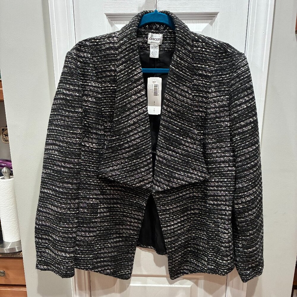 Chico's Jacket Blazer - Black tweed - Chico's size 3 - NWT